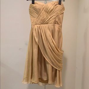 Gold strapless bridesmaid dress